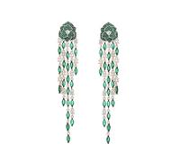 Boucles d'oreilles lustre en pierre précieuse en or 18 carats, boucles d'oreilles à longue goutte, bijoux de luxe pour les occasions spéciales, One Size, A