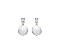 Boucles d'oreilles Luxenter en argent 925 et perles blanches finies en or jaune 18k - Dyafa