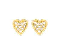 Boucles D'oreilles Luxenter En Argent 925 Et Zirconium Brillant Finies En Or Jaune 18 Carats - Coeur