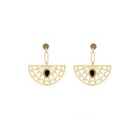 Boucles d'oreilles Luxenter Onyx finies et plaqué or 18k - Tawa