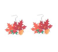 Boucles d'oreilles magnétiques en perles - Boucles d'oreilles pendantes de Thanksgiving - Boucles d'oreilles en forme de feuille d'érable de dinde faites à la main - Cadeau de Thanksgiving pour femmes