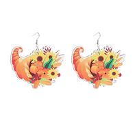 Boucles d'oreilles magnétiques en perles - Boucles d'oreilles pendantes de Thanksgiving - Boucles d'oreilles en forme de feuille d'érable de dinde faites à la main - Cadeau de Thanksgiving pour femmes