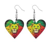 Boucles d'oreilles majestueuses en bois en forme de tête de lion pour femme, bijoux vintage élégants en bois, boucles d'oreilles légères pour mariage, fête, cadeau de bijoux au quotidien, Love, Bois