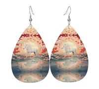Boucles d'oreilles majestueuses en cuir en forme de goutte à cheval blanc - Texture légère et luxueuse, adaptées pour un usage quotidien, une fête, un rendez-vous galant, taille unique, Simili cuir