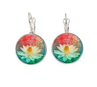 Boucles d'oreilles Mandala Symbole Om Zen Bouddhisme Strass Boucle d'oreille Fleur Lotus Bijoux pour Verre, nan