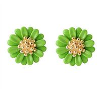 Boucles d'oreilles marguerites en acrylique, boucles d'oreilles à tige en forme de tournesol bohème des années 60-70, bijoux cadeau pour femme, Zinc, Pas de gemme