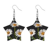 Boucles d'oreilles marguerites en bois pour femme, bijoux vintage élégants en bois, boucles d'oreilles légères pour mariage, fête, cadeau quotidien, Star, Bois, Bois.
