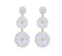 Boucles d'oreilles marguerites pour femme - Boucles d'oreilles pendantes à fleurs blanches - Boucles d'oreilles pendantes pour printemps - Boucles d'oreilles d'été mignonnes et uniques - Longues