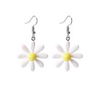 Boucles d'oreilles marguerites pour femme, boucles d'oreilles pendantes en acrylique jaune en forme de marguerite, pétales de lys sauvages, boucles d'oreilles hawaïennes, 2.1inx1.2in, Acrylique