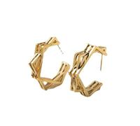 Boucles D'Oreilles Mariage, Boucle D Oreilles Acier Inoxydable Femme Clou Or Forme C Multicouche 15X8mm pour Fiançailles Bijoux