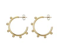 Boucles D'Oreilles Mariage, Boucle D Oreilles Acier Inoxydable Femme Clou Or Forme en C avec Perles pour Mariage Bijoux