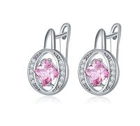Boucles D'Oreilles Mariage, Boucle D'Oreille Clou Zirconium Rose Forme de Losange avec Zircon Aaa pour Femme Graduation Bijoux