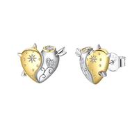 Boucles D'Oreilles Mariage, Clou Argent 925 Boucle D'Oreille Or Zircone Cubique Angle du Cœur et Diable pour Femme Graduation Bijoux