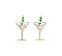 Boucles d'oreilles Martini pour femme avec strass scintillants pour fête de mariage, bal de fin d'année, bijoux pour elle
