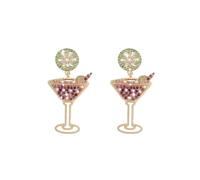 Boucles d'oreilles Martini pour femme avec strass scintillants pour fête de mariage, bal de fin d'année, bijoux pour elle