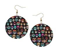 Boucles d'oreilles mexicaines colorées en cuir tendance pour femme - 1 paire de boucles d'oreilles légères et imprimées - Bijoux cadeaux pour femmes et filles