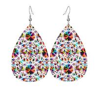 Boucles d'oreilles mexicaines de style brillant pour femme, boucles d'oreilles en cuir coloré en forme de larme pour femme, boucles d'oreilles tendance en forme de larme