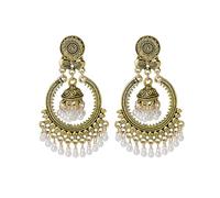 Boucles d'oreilles mexicaines pour femme - Boucles d'oreilles pendantes en filigrane doré - Style mexicain - Style mexicain - Lotus gravé - Bijoux cadeaux pour femme, Zinc, Pas de gemme