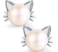Boucles d'oreilles Miaofu pour adolescentes enfants boucles d'oreilles en argent Sterling pour femmes filles boucles d'oreilles Hello Kitty chat perle boucles d'oreilles