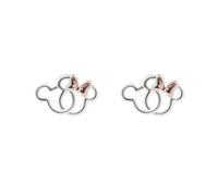 Disney - Boucles d'oreilles Mickey et Minnie - Plaqué argent - Taille unique - Sans gemme