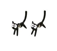 Boucles d'oreilles mignon chat noir pour femme, boucles d'oreilles de dessin animé avec design avant-arrière, bijoux animaux ludiques pour vêtements décontractés et quotidiens