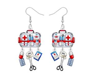 Boucles d'oreilles mignonnes en acrylique pour infirmière, kit de premiers secours, boucles d'oreilles de remise de diplôme, bijoux d'appréciation, idées cadeaux pour femme, infirmière, semaine
