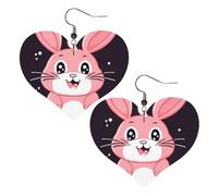 Boucles d'oreilles mignonnes en cuir de lapin pour femme - Boucles d'oreilles pendantes légères en forme de cœur - Bijoux cadeaux, One Size, Pas de gemme