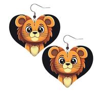 Boucles d'oreilles mignonnes en cuir de lion de dessin animé pour femme, boucles d'oreilles pendantes légères en forme de cœur, bijoux cadeaux