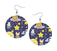 Boucles d'oreilles mignonnes en forme d'animaux endormis, belle sirène, forme ronde, en cuir, légères, pendantes, bijoux pour femmes et filles, parfaits pour un usage quotidien