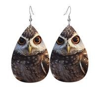 Boucles d'oreilles mignonnes en forme de chouette pour femme - Boucles d'oreilles pendantes en cuir - Double face - Légères - Accessoires d'oreille pour femme - Bijoux tendance - Cadeau d'anniversaire