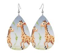 Boucles d'oreilles mignonnes en forme de girafe pour femme, boucles d'oreilles en cuir en forme de larme, boucles d'oreilles pendantes double face, légères, accessoires d'oreille pour femme, bijoux