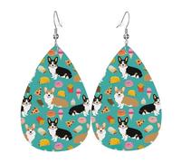 Boucles d'oreilles mignonnes en forme de larme pour femme avec imprimé corgi