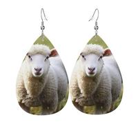Boucles d'oreilles mignonnes en forme de mouton d'agneau pour femme - Boucles d'oreilles pendantes double face en cuir - Légères - Accessoires d'oreilles tendance - Cadeau d'anniversaire