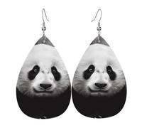 Boucles d'oreilles mignonnes en forme de panda noir et blanc pour femme - Boucles d'oreilles pendantes en cuir double face - Légères - Accessoires d'oreilles tendance - Cadeau d'anniversaire