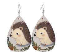 Boucles d'oreilles mignonnes en forme de petit hérisson pour femme - Boucles d'oreilles pendantes en cuir double face - Légères - Accessoires d'oreilles tendance - Cadeau d'anniversaire