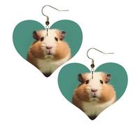 Boucles d'oreilles mignonnes et bizarres en cuir de hamster pour femme - Boucles d'oreilles pendantes légères en forme de cœur - Bijoux cadeaux