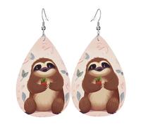 Boucles d'oreilles mignonnes paresseuses pour femme en cuir en forme de larme double face pendantes légères accessoires d'oreille bijoux tendance cadeau d'anniversaire