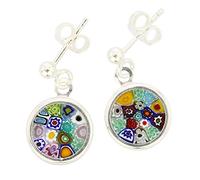 Boucles d'oreilles Millefiori à monture argentée