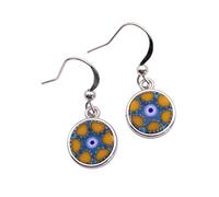 Boucles d'oreilles Millefiori en verre de Murano faites à la main, bijoux en verre de Murano de Venise Italie, diamètre 1 cm, 1cm, Verre, Pas de gemme
