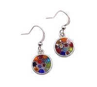 Boucles d'oreilles Millefiori en verre de Murano faites à la main, bijoux en verre de Murano de Venise Italie, diamètre 1 cm, 1cm, Verre, Pas de gemme