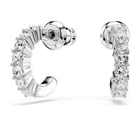 Swarovski Anneaux d'oreilles Mini Hoop, Taille ronde, Blanches, Métal rhodié