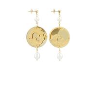 BOUCLES D'OREILLES MINI KOI & FUJ-SAN PLEX MIROIR ET SOIE OR, Taglia Unica, Laiton, Agate