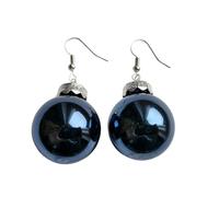 Boucles d'oreilles Miniblings boules de Noël bleu brillant - Fabriquées à la main - Bijoux fantaisie I Noël Xmas - Boucles d'oreilles pendantes plaquées argent