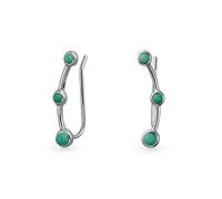 Boucles d'oreilles minimalistes 3 pierres précieuses turquoise bleue courbées, grimpeurs d'oreilles, bijoux occidentaux pour femmes et adolescentes, en argent sterling .925