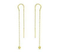 Boucles D'Oreilles Minimalistes À Pointe De Flèche Géométrique En Chaîne Pour Femmes Et Adolescentes En Argent Sterling Plaqué Or .925