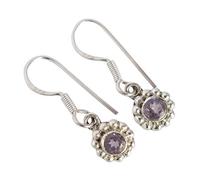 Boucles d'oreilles minimalistes en argent sterling 925 avec améthyste ronde à facettes - Pure Violet Glow (4 mm), 4, argent sterling, améthyste