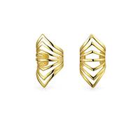 Manchettes D'Oreilles Géométriques Chevron Avec Clip Boucles D'Oreilles Non Percées Fr-Auction Title Plaqué Or 14K Argent Sterling