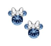 Boucles d'oreilles Minnie pour filles avec Zircone cubique et Argent Sterling, Bijoux Disney, Petit Pierre de naissance, Bleue