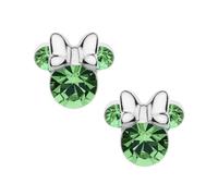 Boucles d'oreilles Minnie pour filles avec Zircone cubique et Argent Sterling, Bijoux Disney, Petit Pierre de naissance, Vert
