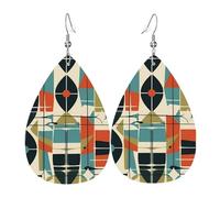 Boucles d'oreilles modernes du milieu du siècle pour femme - Boucles d'oreilles pendantes en forme de goutte - Style bohème - Légères et uniques - En cuir - Pendentif tendance pour cadeau
